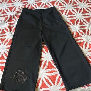 Disturbia Black Wide-Leg Embroidered Trousers